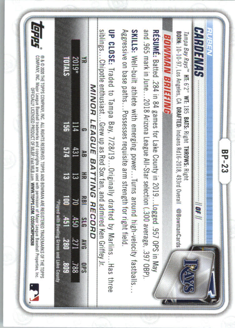 2020 Bowman Baseball (Paper) Part 2 Prospects Cards #BP1 to #BP150 - Picture 45 of 289