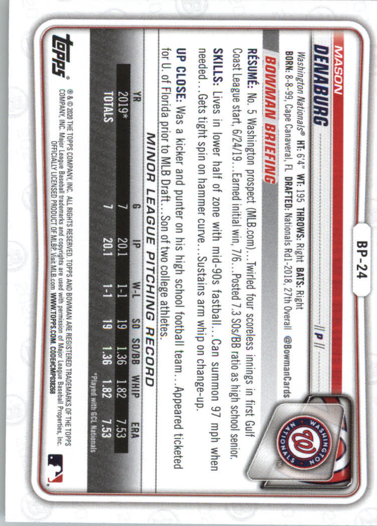 2020 Bowman Baseball (Paper) Part 2 Prospects Cards #BP1 to #BP150 - Picture 47 of 289