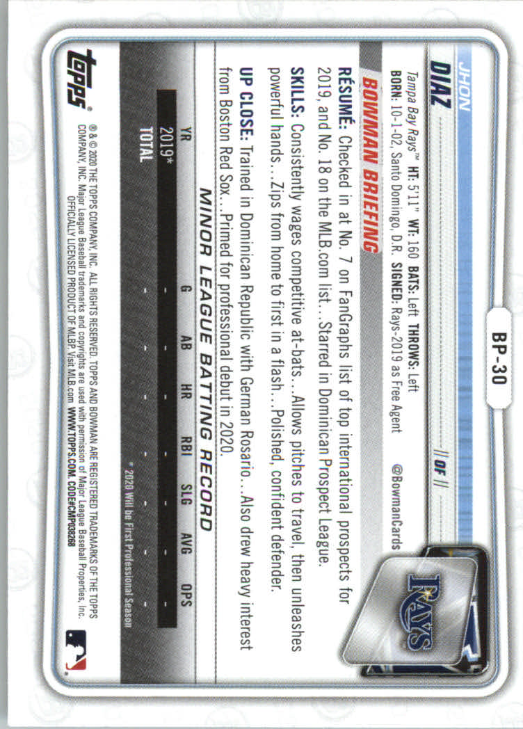 2020 Bowman Baseball (Paper) Part 2 Prospects Cards #BP1 to #BP150 - Picture 57 of 289