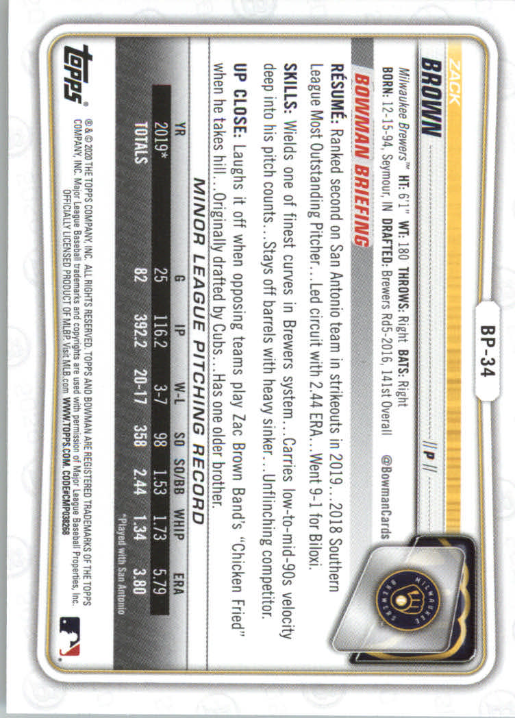 2020 Bowman Baseball (Paper) Part 2 Prospects Cards #BP1 to #BP150 - Picture 65 of 289