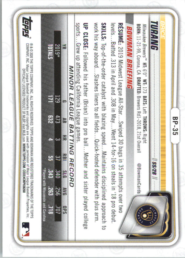 2020 Bowman Baseball (Paper) Part 2 Prospects Cards #BP1 to #BP150 - Picture 67 of 289
