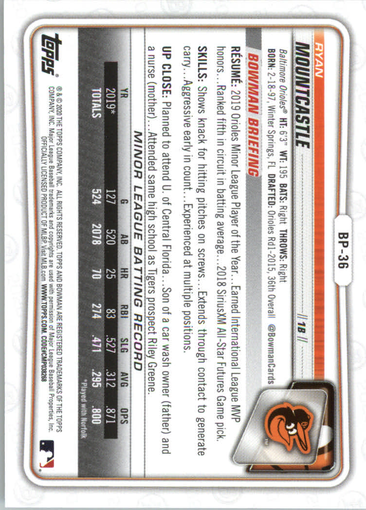 2020 Bowman Baseball (Paper) Part 2 Prospects Cards #BP1 to #BP150 - Picture 69 of 289