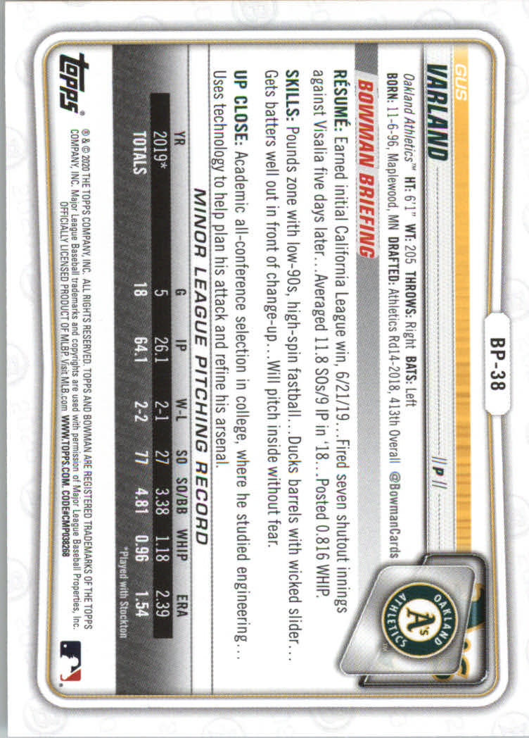 2020 Bowman Baseball (Paper) Part 2 Prospects Cards #BP1 to #BP150 - Picture 73 of 289