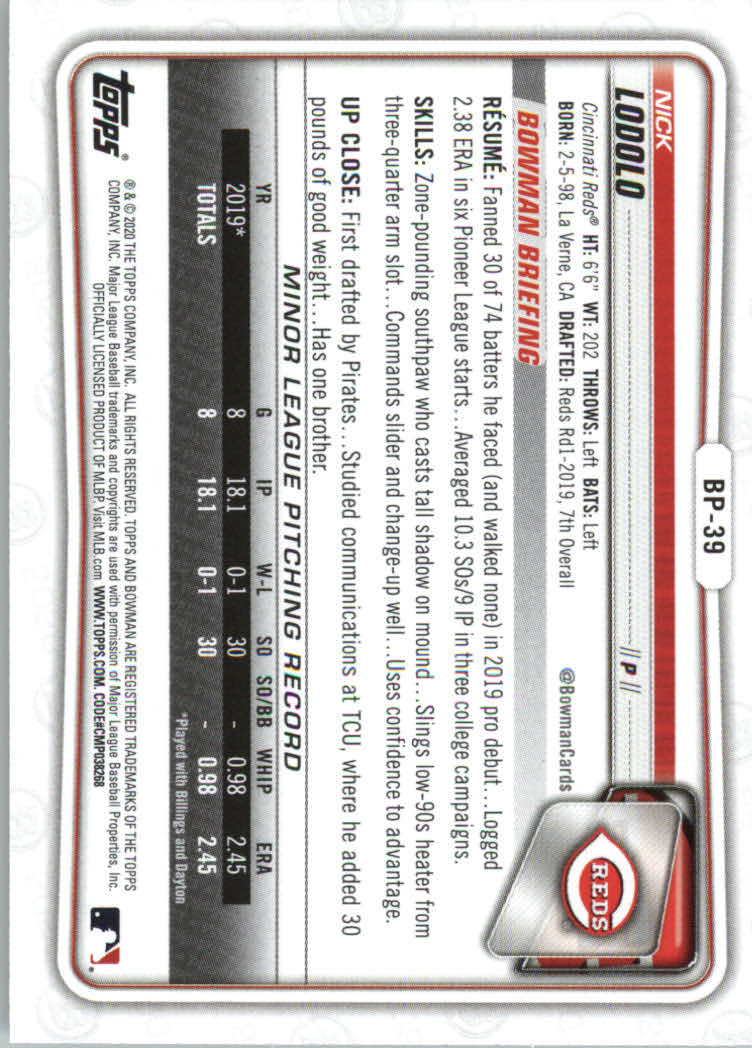2020 Bowman Baseball (Paper) Part 2 Prospects Cards #BP1 to #BP150 - Picture 75 of 289