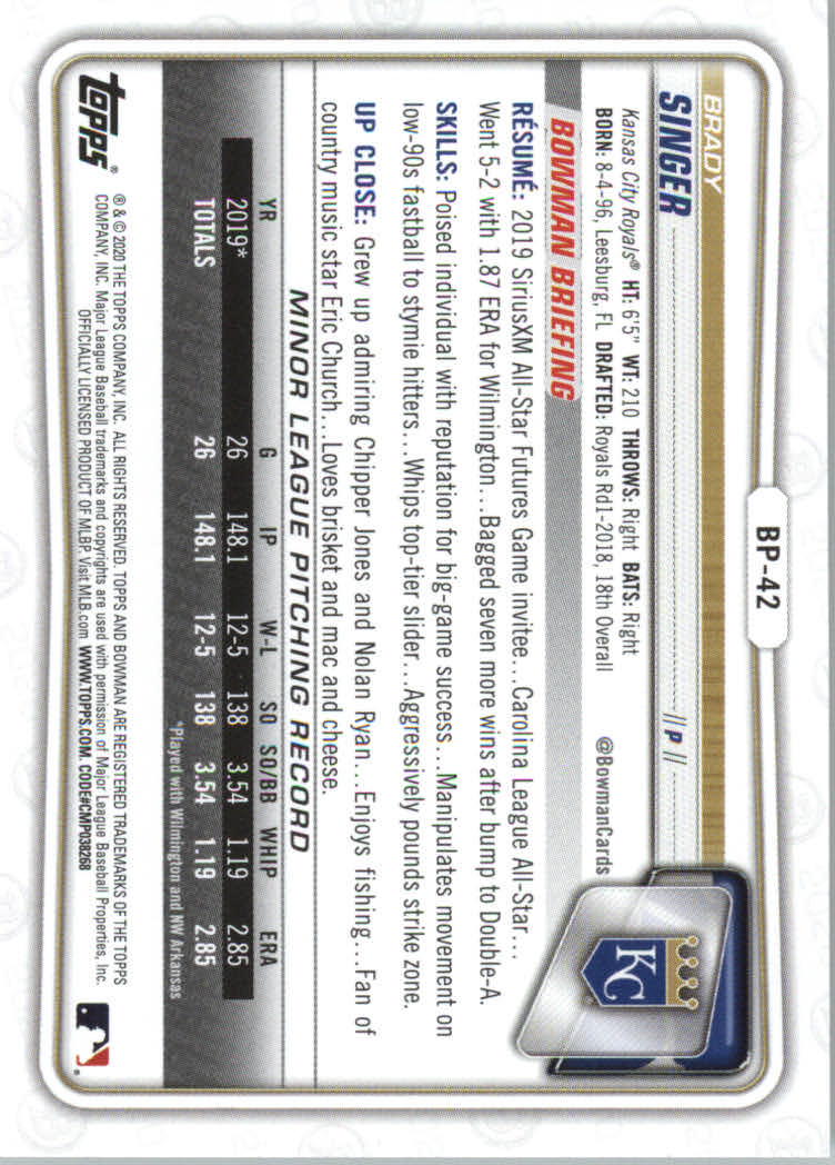 2020 Bowman Baseball (Paper) Part 2 Prospects Cards #BP1 to #BP150 - Picture 81 of 289