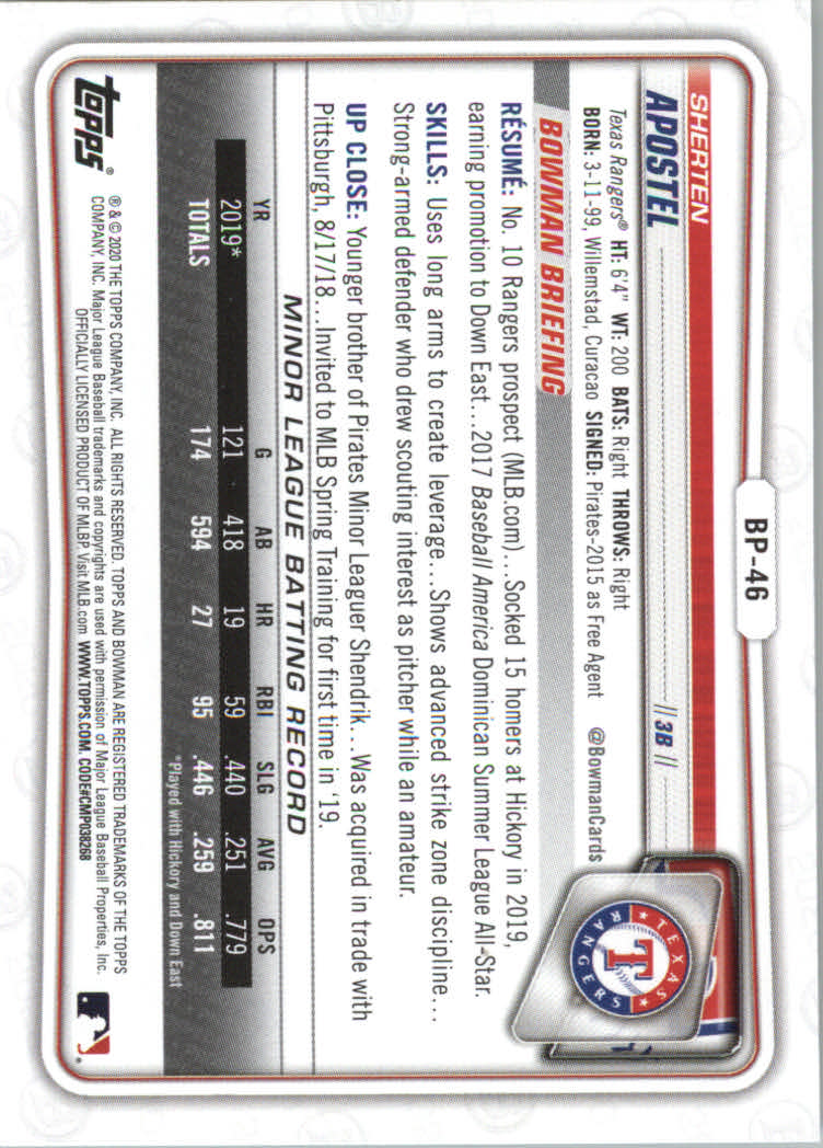 2020 Bowman Baseball (Paper) Part 2 Prospects Cards #BP1 to #BP150 - Picture 89 of 289