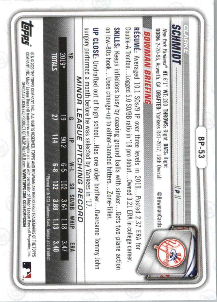 2020 Bowman Baseball (Paper) Part 2 Prospects Cards #BP1 to #BP150 - Picture 101 of 289