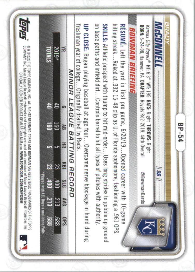 2020 Bowman Baseball (Paper) Part 2 Prospects Cards #BP1 to #BP150 - Picture 103 of 289