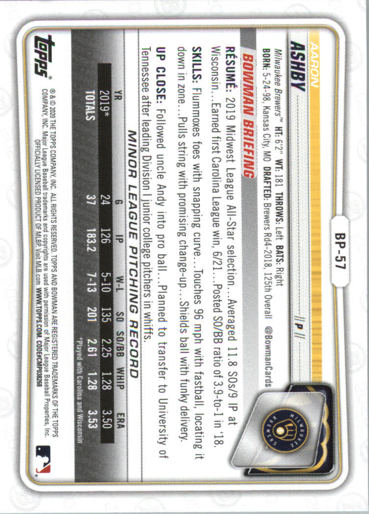 2020 Bowman Baseball (Paper) Part 2 Prospects Cards #BP1 to #BP150 - Picture 109 of 289