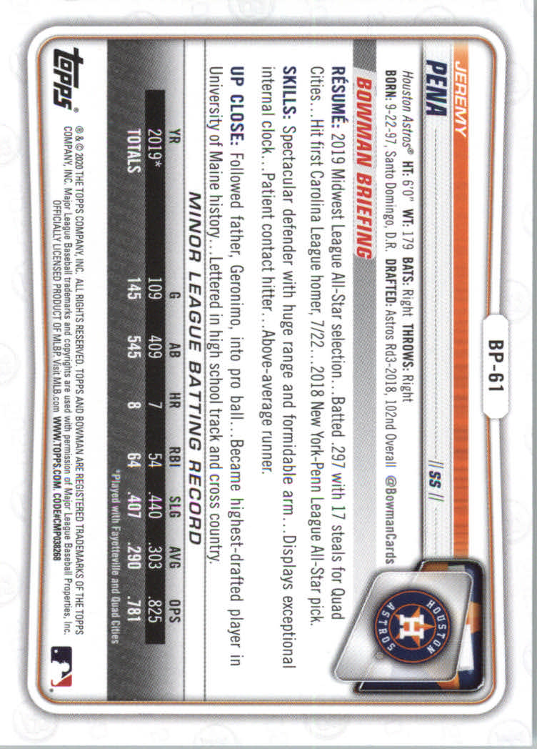 2020 Bowman Baseball (Paper) Part 2 Prospects Cards #BP1 to #BP150 - Picture 117 of 289