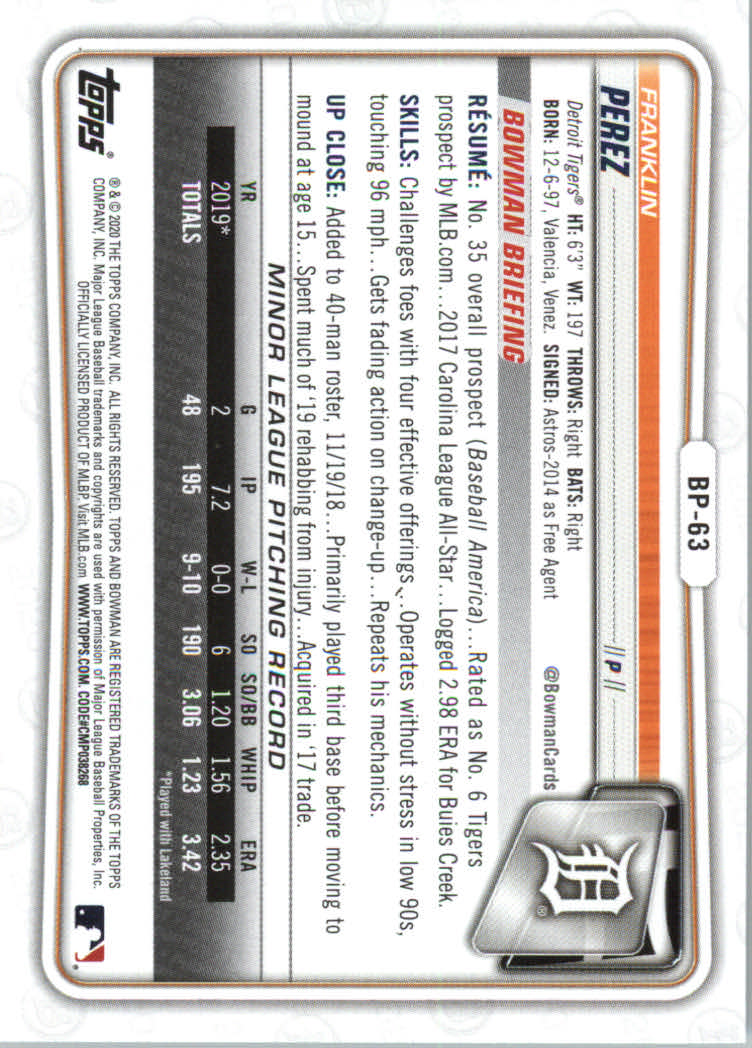 2020 Bowman Baseball (Paper) Part 2 Prospects Cards #BP1 to #BP150 - Picture 121 of 289