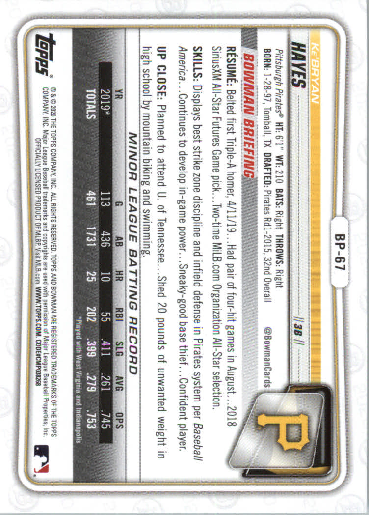 2020 Bowman Baseball (Paper) Part 2 Prospects Cards #BP1 to #BP150 - Picture 129 of 289