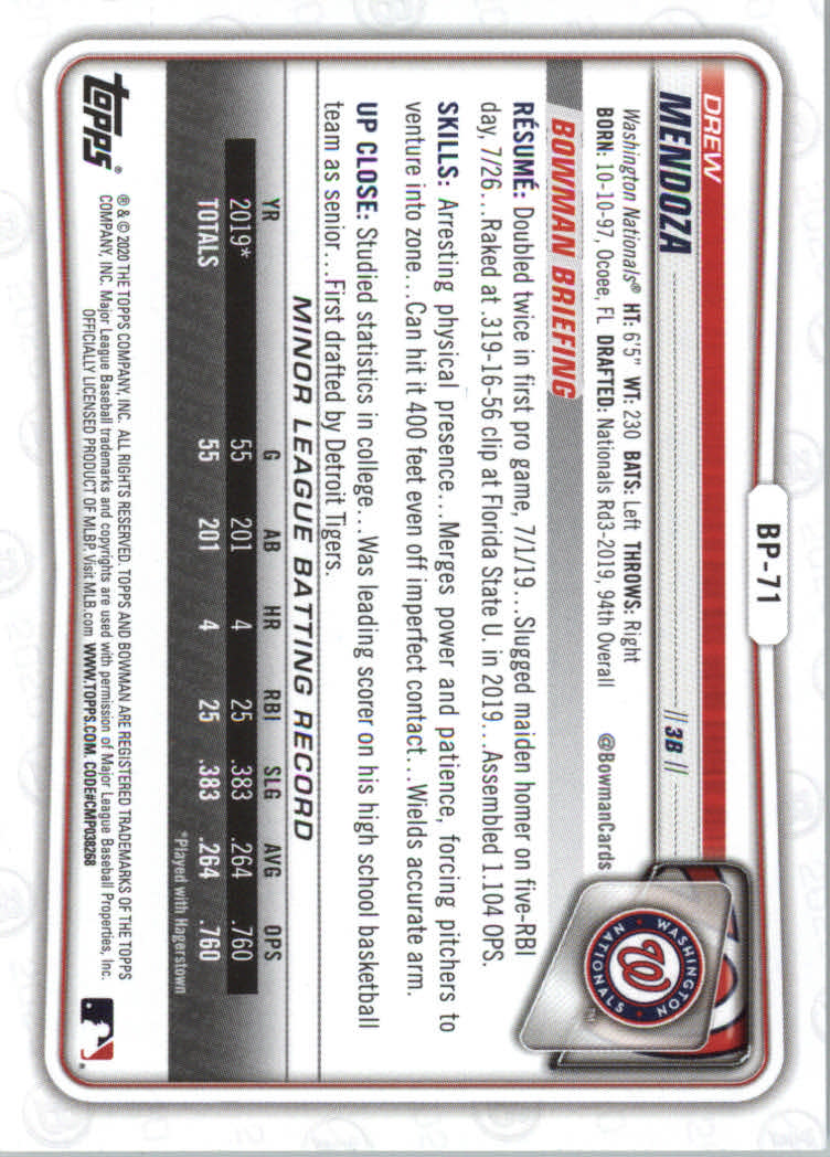 2020 Bowman Baseball (Paper) Part 2 Prospects Cards #BP1 to #BP150 - Picture 137 of 289