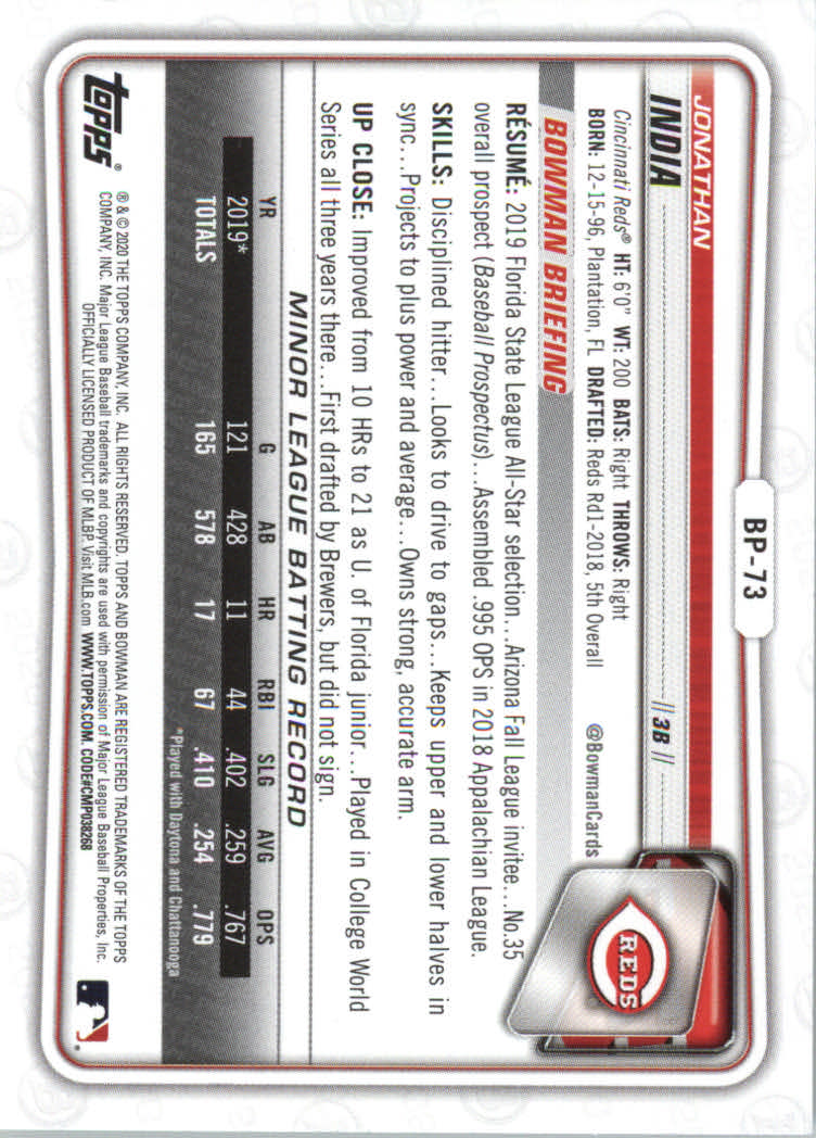 2020 Bowman Baseball (Paper) Part 2 Prospects Cards #BP1 to #BP150 - Picture 141 of 289