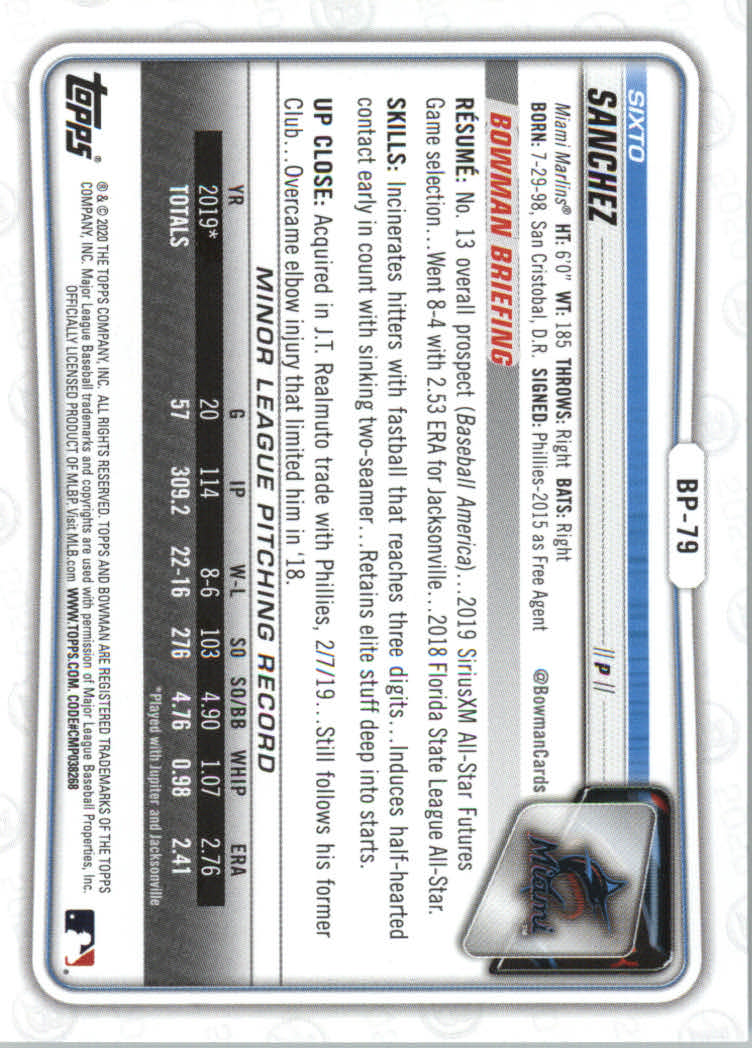 2020 Bowman Baseball (Paper) Part 2 Prospects Cards #BP1 to #BP150 - Picture 153 of 289