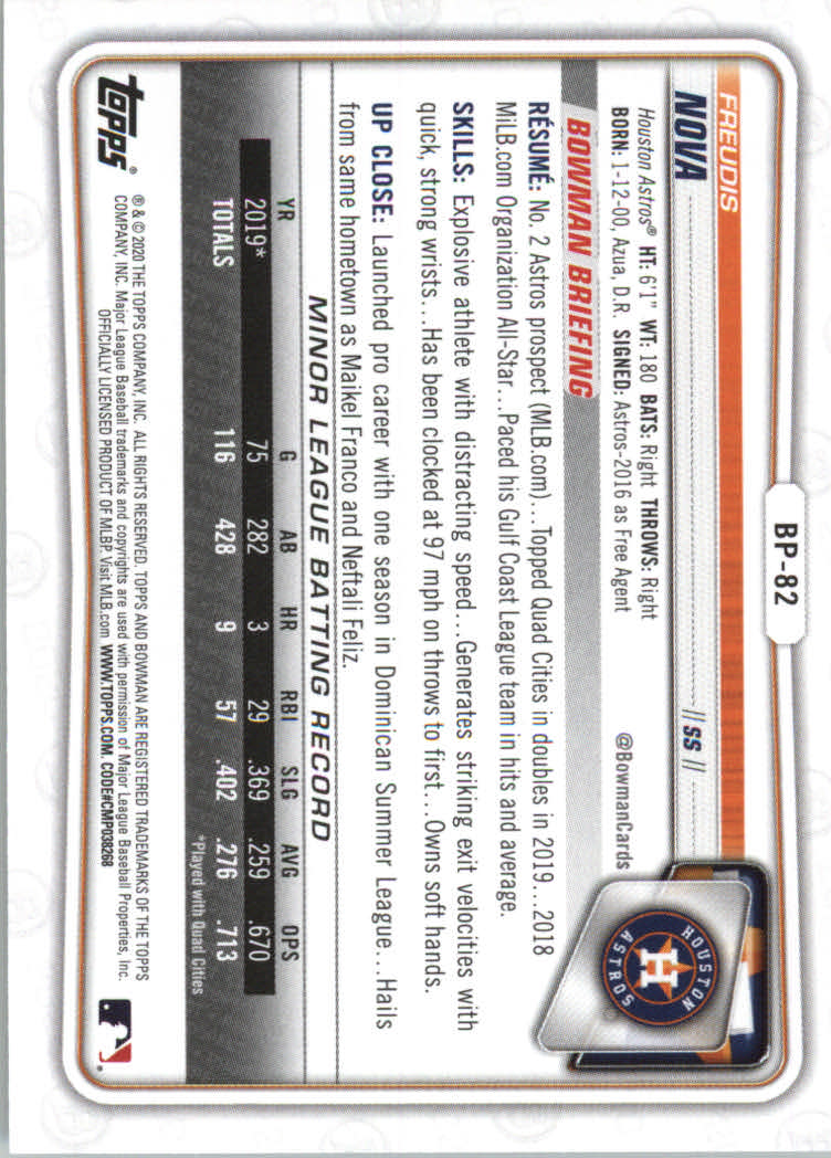 2020 Bowman Baseball (Paper) Part 2 Prospects Cards #BP1 to #BP150 - Picture 159 of 289