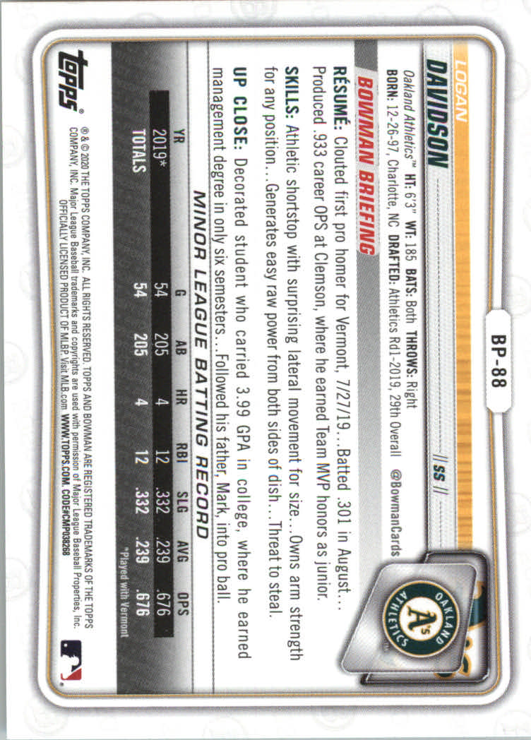 2020 Bowman Baseball (Paper) Part 2 Prospects Cards #BP1 to #BP150 - Picture 171 of 289