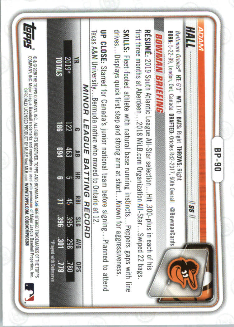 2020 Bowman Baseball (Paper) Part 2 Prospects Cards #BP1 to #BP150 - Picture 175 of 289