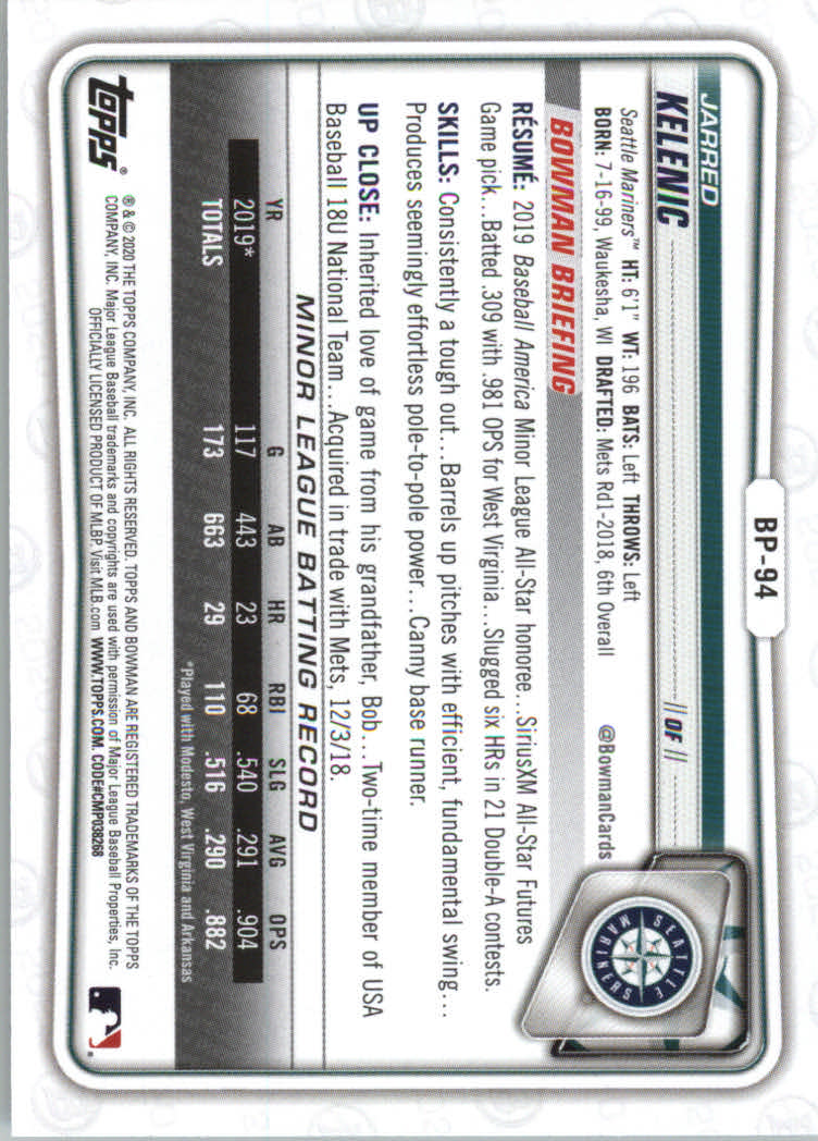 2020 Bowman Baseball (Paper) Part 2 Prospects Cards #BP1 to #BP150 - Picture 183 of 289