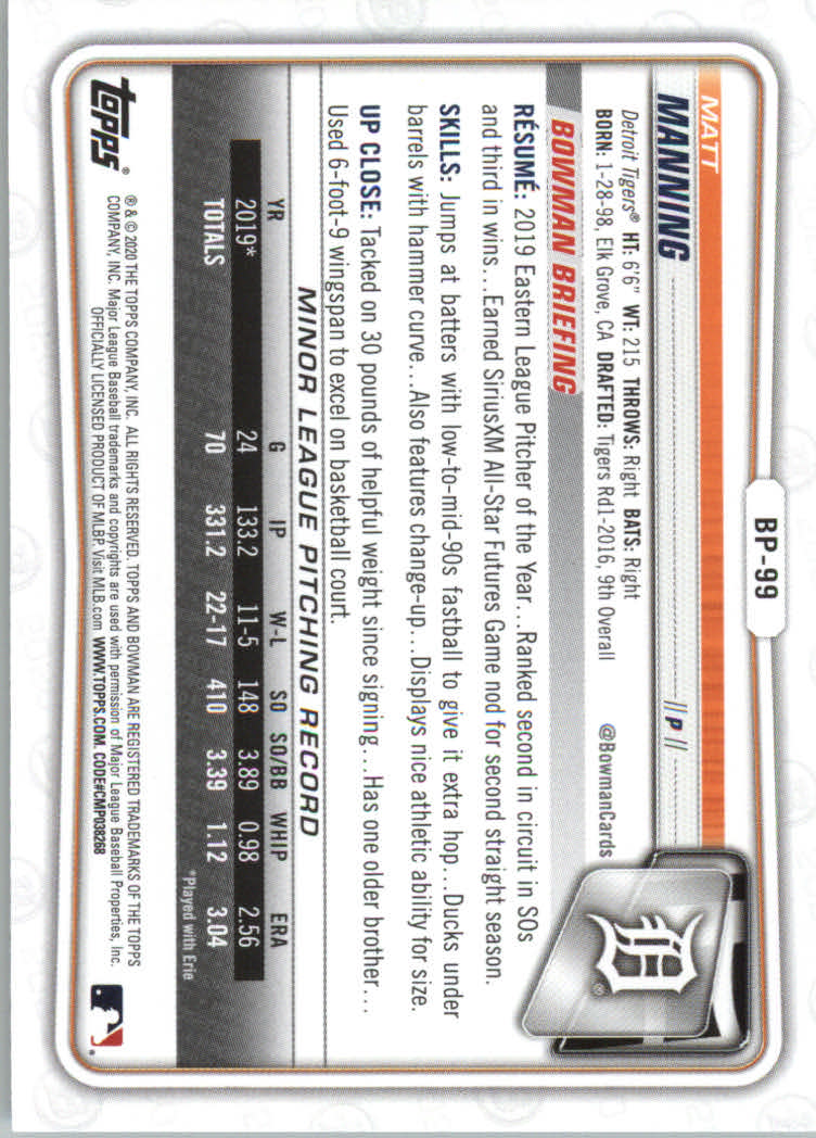 2020 Bowman Baseball (Paper) Part 2 Prospects Cards #BP1 to #BP150 - Picture 193 of 289