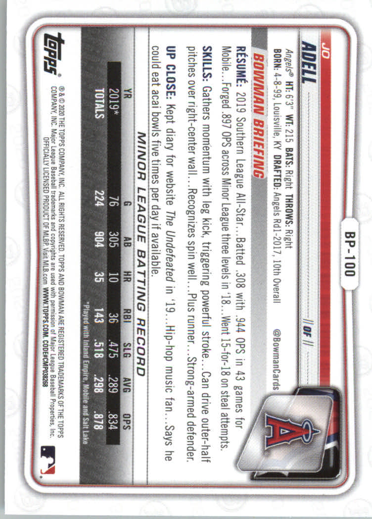 2020 Bowman Baseball (Paper) Part 2 Prospects Cards #BP1 to #BP150 - Picture 195 of 289