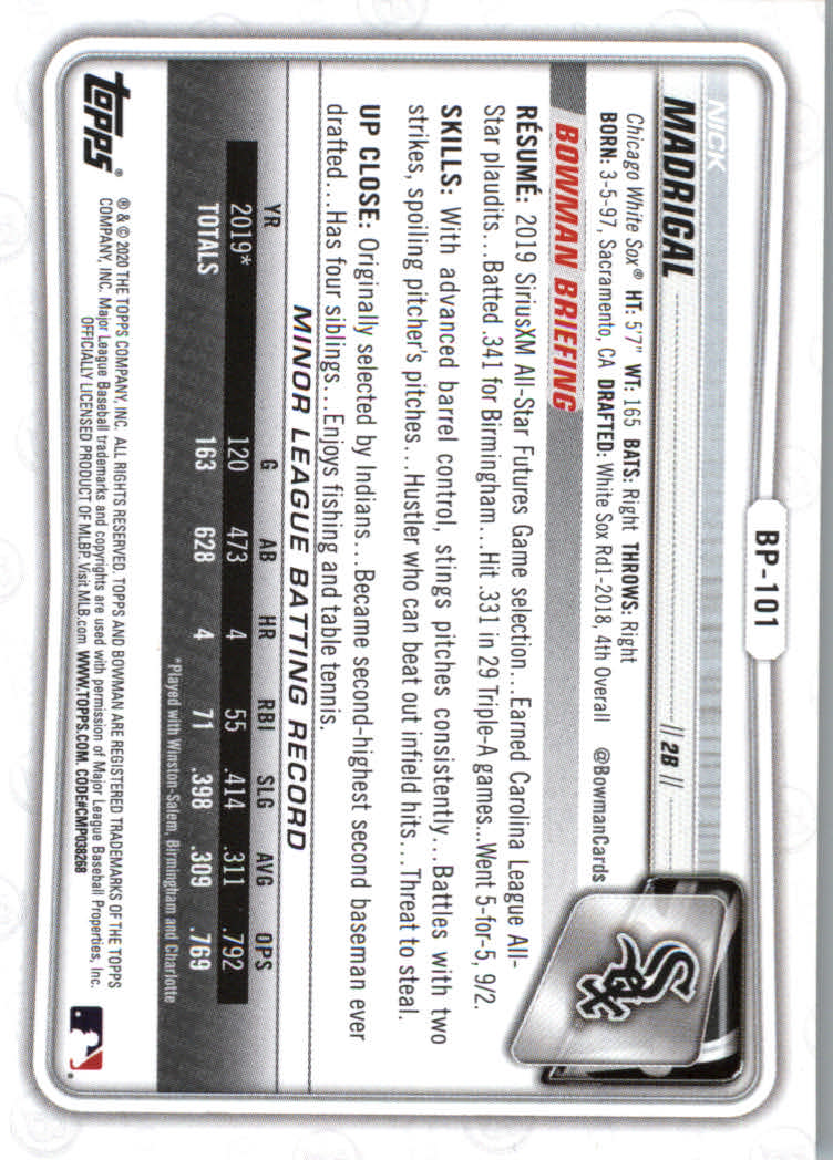 2020 Bowman Baseball (Paper) Part 2 Prospects Cards #BP1 to #BP150 - Picture 197 of 289