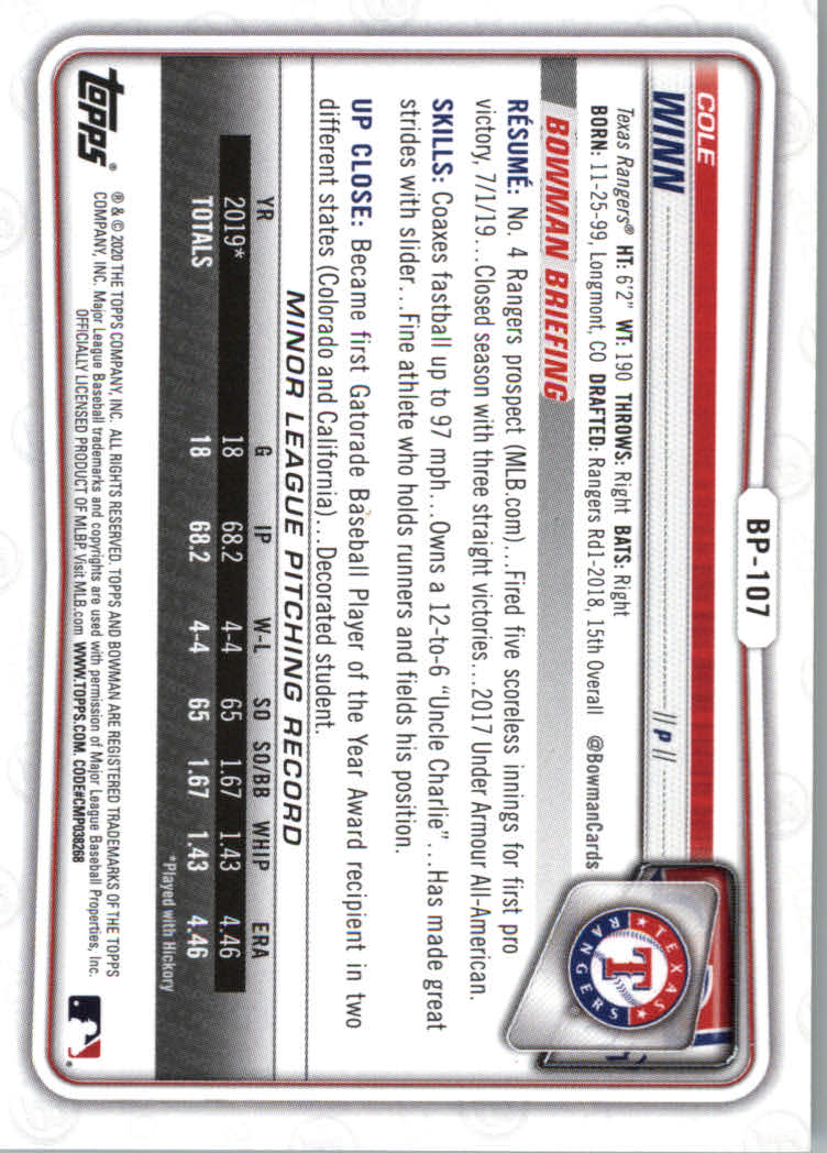 2020 Bowman Baseball (Paper) Part 2 Prospects Cards #BP1 to #BP150 - Picture 209 of 289
