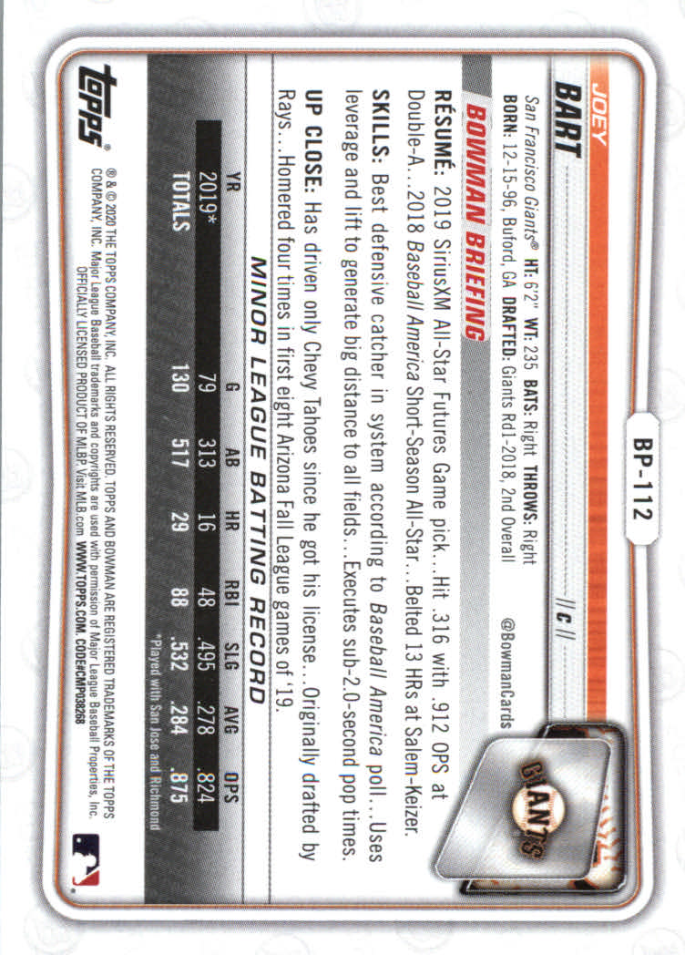 2020 Bowman Baseball (Paper) Part 2 Prospects Cards #BP1 to #BP150 - Picture 219 of 289
