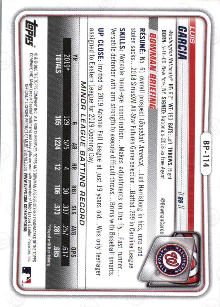 2020 Bowman Baseball (Paper) Part 2 Prospects Cards #BP1 to #BP150 - Picture 223 of 289