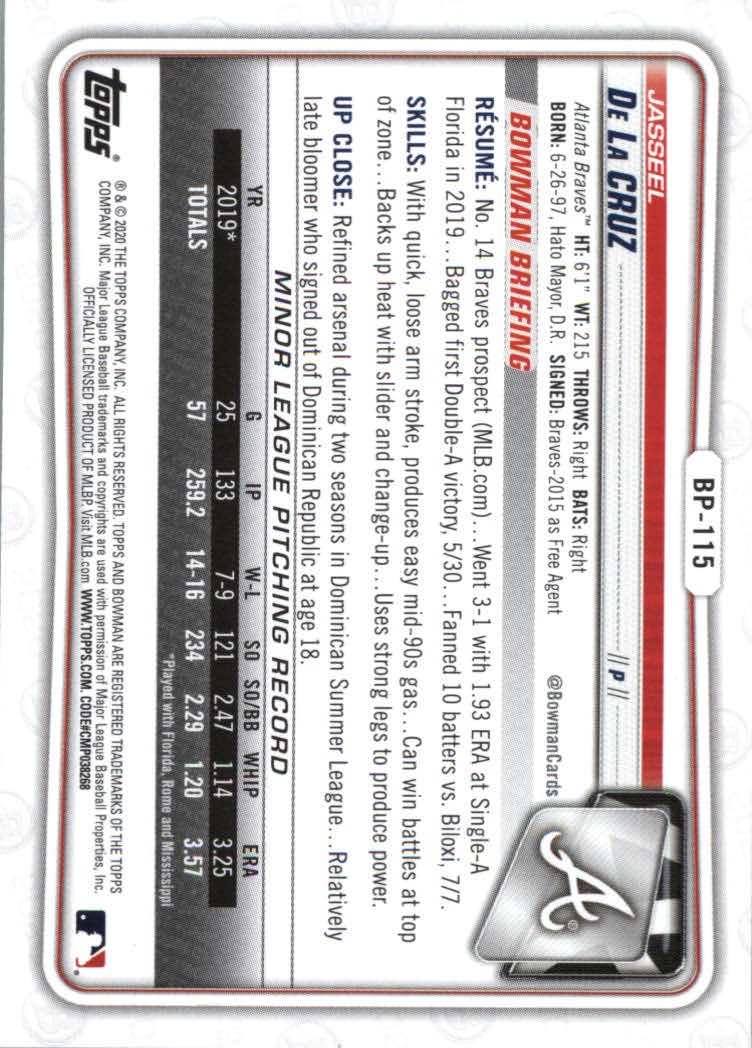 2020 Bowman Baseball (Paper) Part 2 Prospects Cards #BP1 to #BP150 - Picture 225 of 289