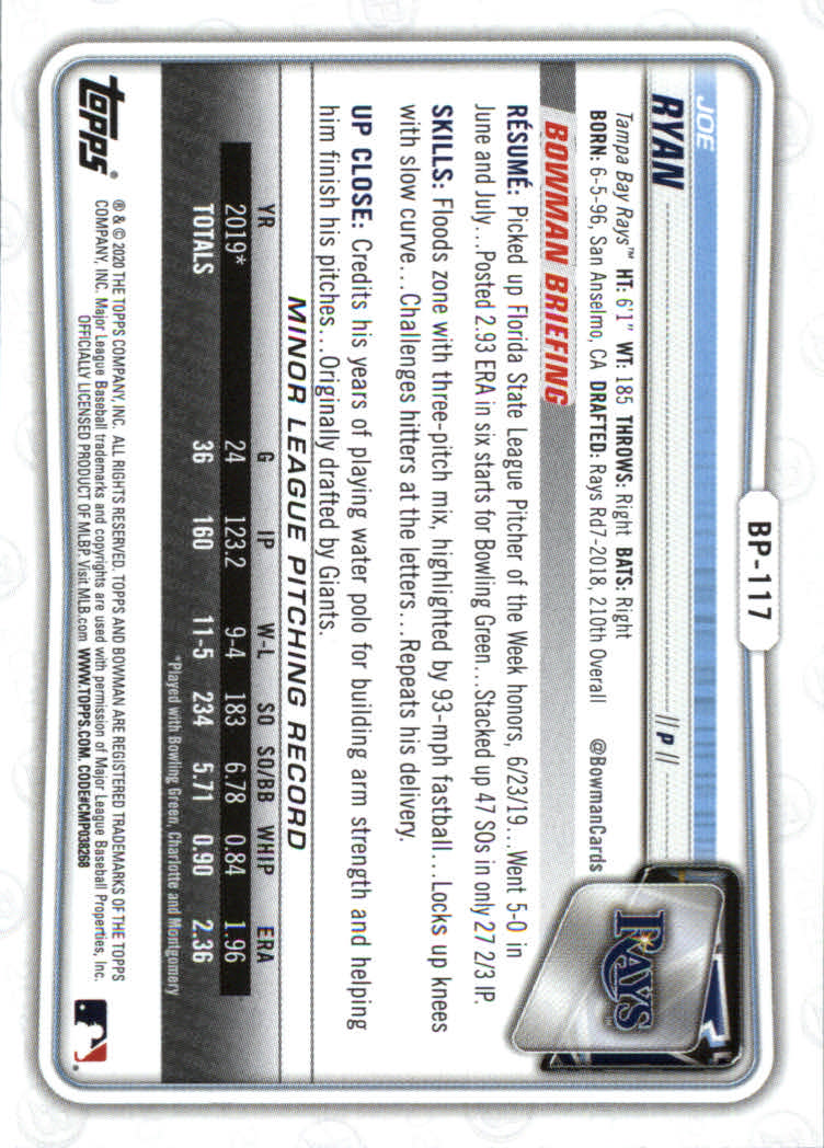 2020 Bowman Baseball (Paper) Part 2 Prospects Cards #BP1 to #BP150 - Picture 229 of 289
