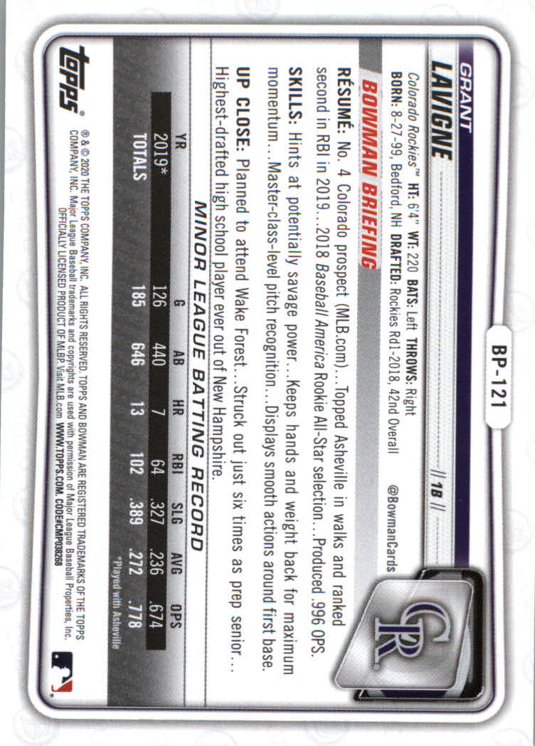 2020 Bowman Baseball (Paper) Part 2 Prospects Cards #BP1 to #BP150 - Picture 235 of 289