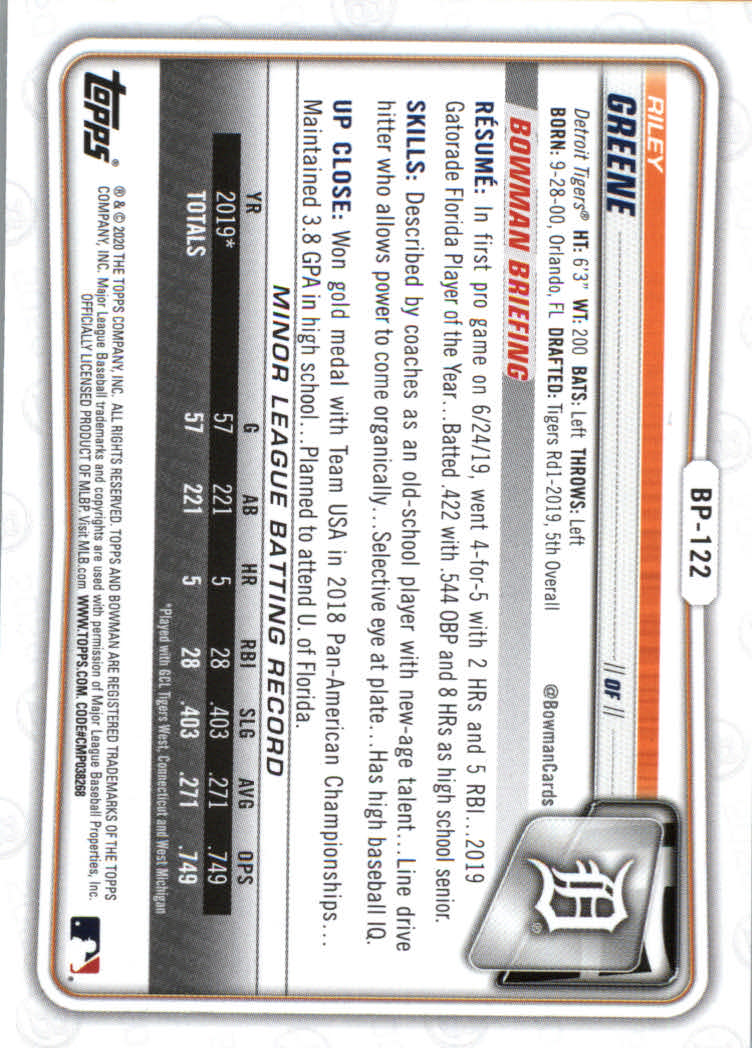 2020 Bowman Baseball (Paper) Part 2 Prospects Cards #BP1 to #BP150 - Picture 237 of 289