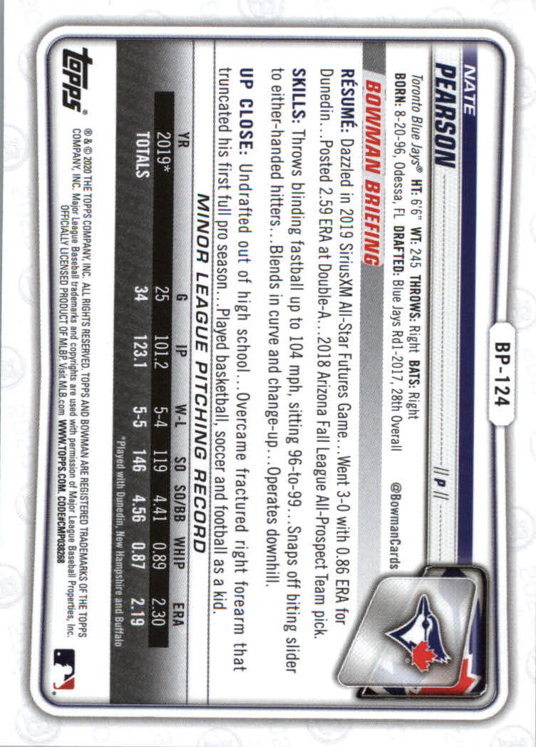 2020 Bowman Baseball (Paper) Part 2 Prospects Cards #BP1 to #BP150 - Picture 241 of 289