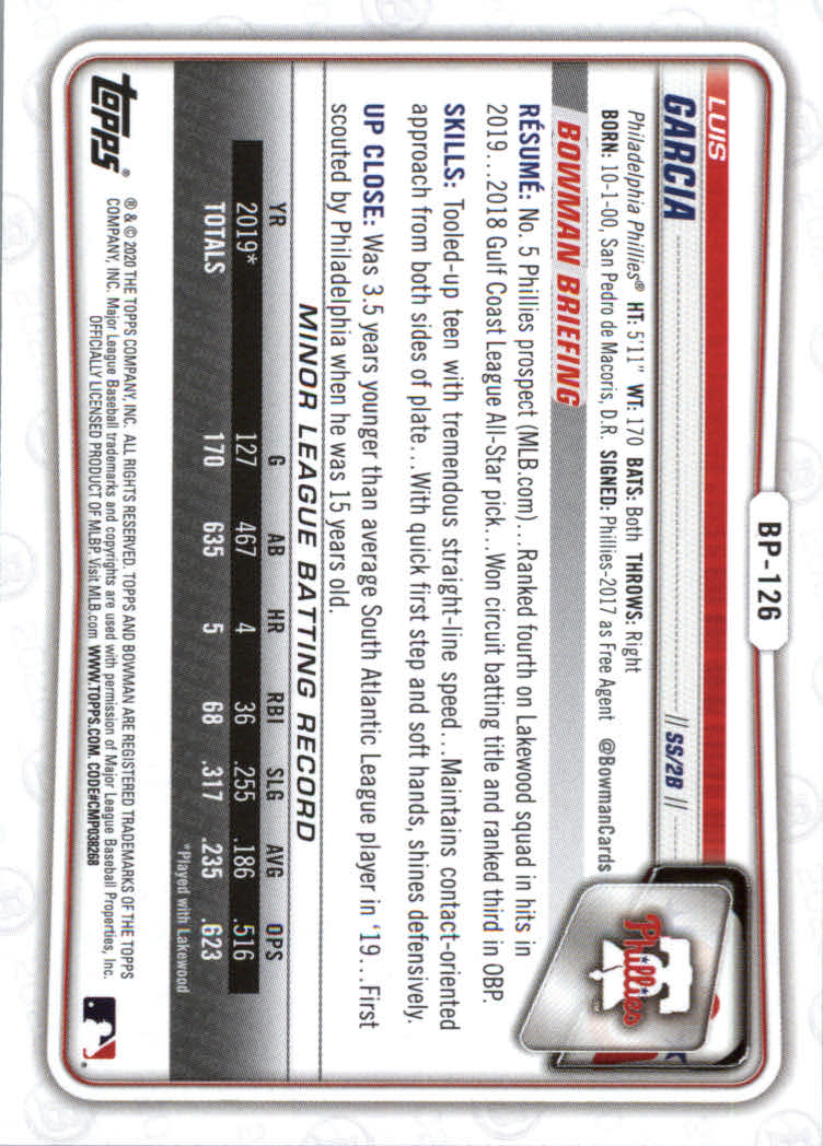 2020 Bowman Baseball (Paper) Part 2 Prospects Cards #BP1 to #BP150 - Picture 245 of 289