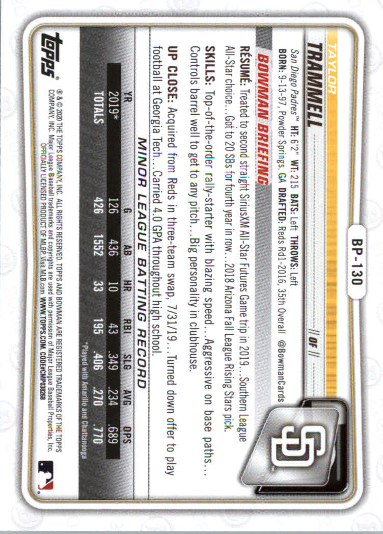 2020 Bowman Baseball (Paper) Part 2 Prospects Cards #BP1 to #BP150 - Picture 253 of 289