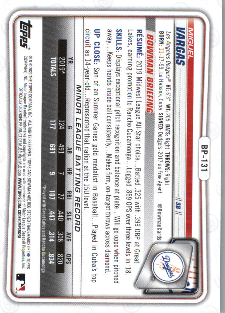 2020 Bowman Baseball (Paper) Part 2 Prospects Cards #BP1 to #BP150 - Picture 255 of 289