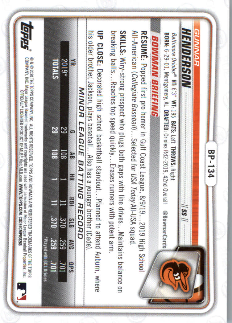 2020 Bowman Baseball (Paper) Part 2 Prospects Cards #BP1 to #BP150 - Picture 259 of 289