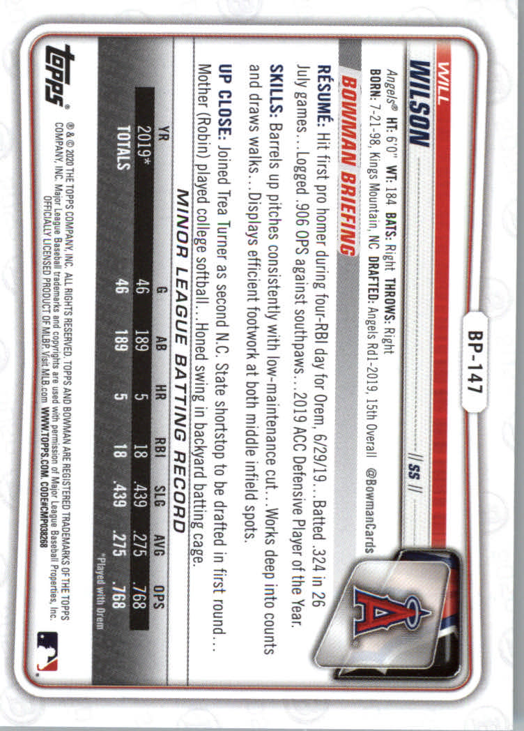 2020 Bowman Baseball (Paper) Part 2 Prospects Cards #BP1 to #BP150 - Picture 283 of 289