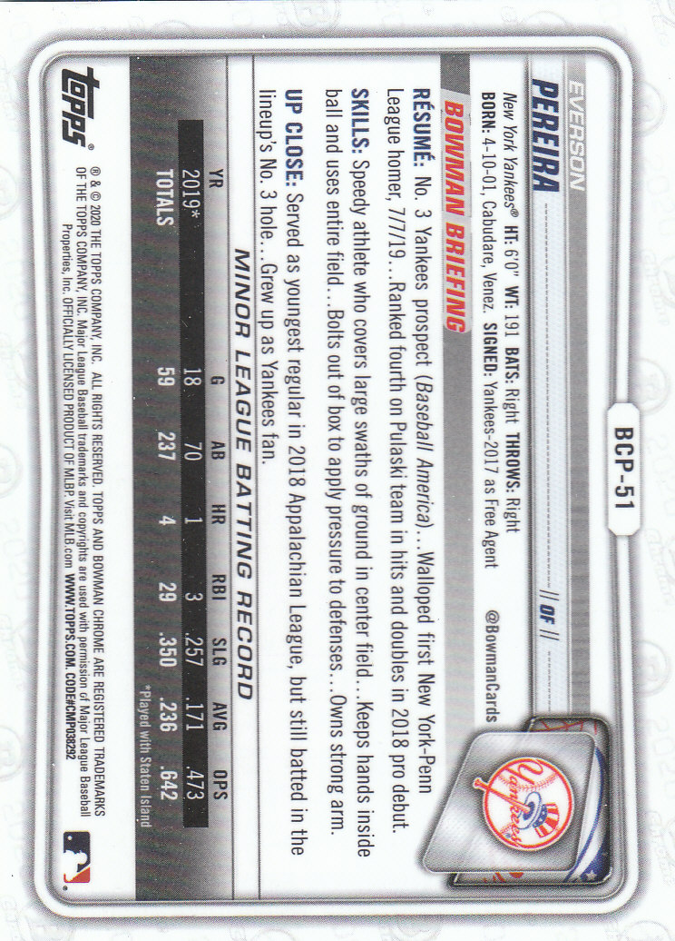 2020 Bowman Chrome Baseball "Refractors" Prospects Parallel Cards - Picture 5 of 73