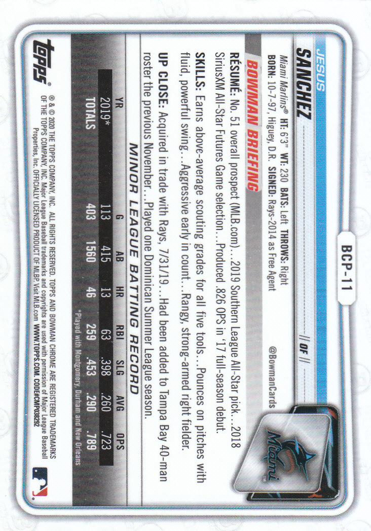 2020 Bowman Chrome Baseball "Refractors" Prospects Parallel Cards - Picture 13 of 73