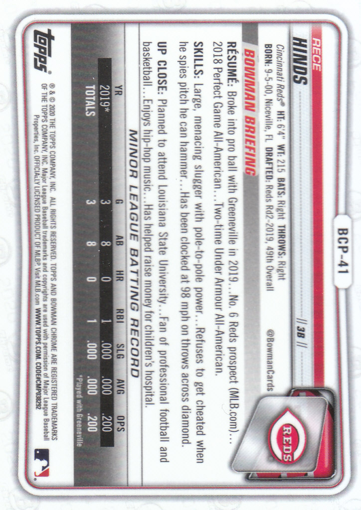 2020 Bowman Chrome Baseball "Refractors" Prospects Parallel Cards - Picture 17 of 73