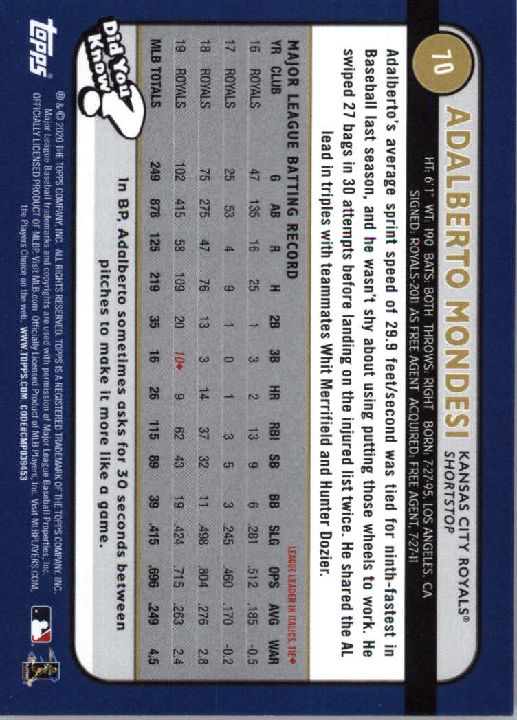 2020 Topps Big League Baseball Orange Parallel Cards #1 to #150 - Picture 133 of 275