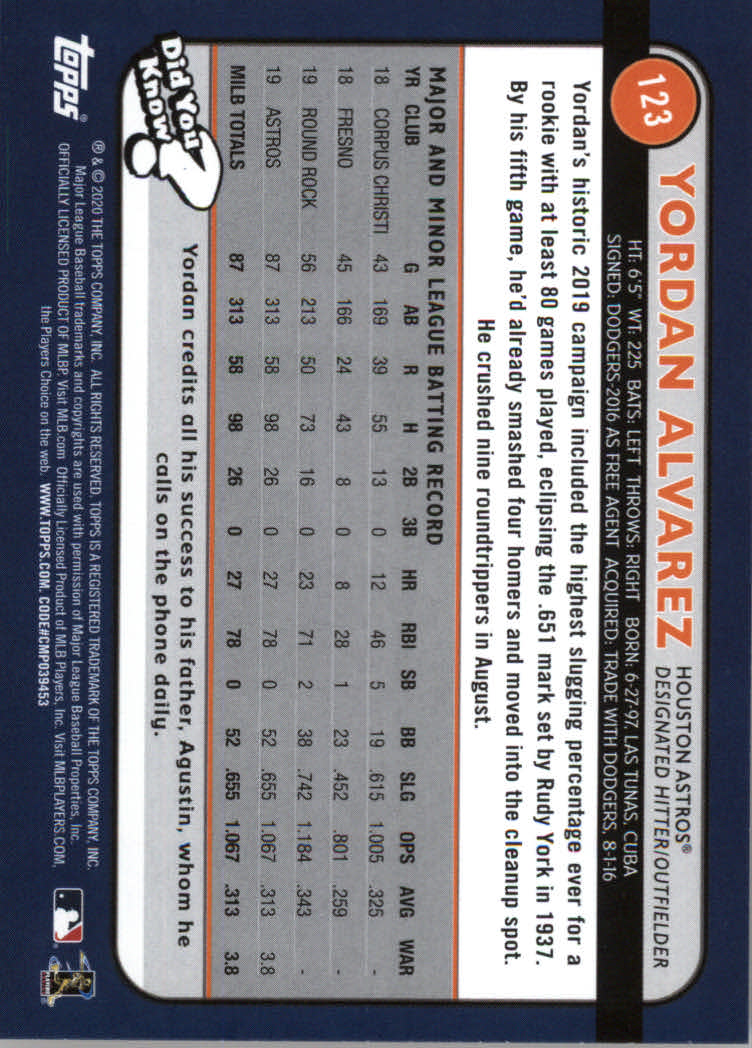 2020 Topps Big League Baseball Orange Parallel Cards #1 to #150 - Picture 225 of 275