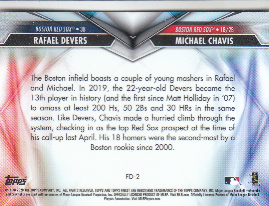 Tarjetas de ""inserto dual"" de béisbol Finest (Topps) 2020 - Imagen 3 de 19