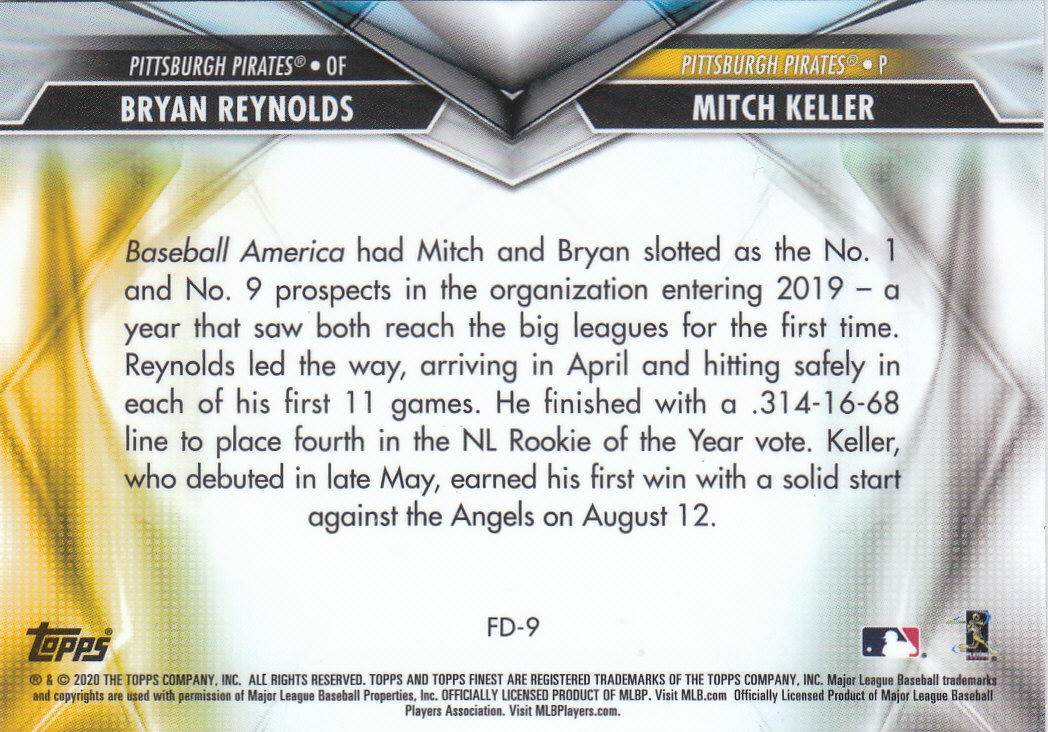 Tarjetas de ""inserto dual"" de béisbol Finest (Topps) 2020 - Imagen 9 de 19