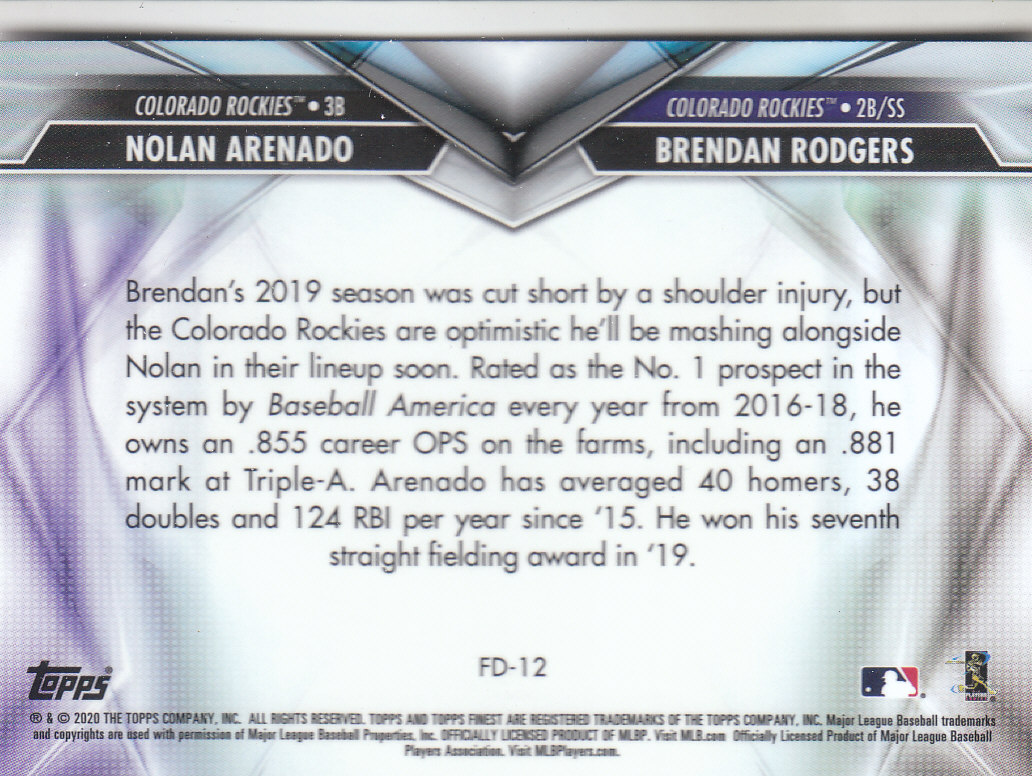 Tarjetas de ""inserto dual"" de béisbol Finest (Topps) 2020 - Imagen 11 de 19