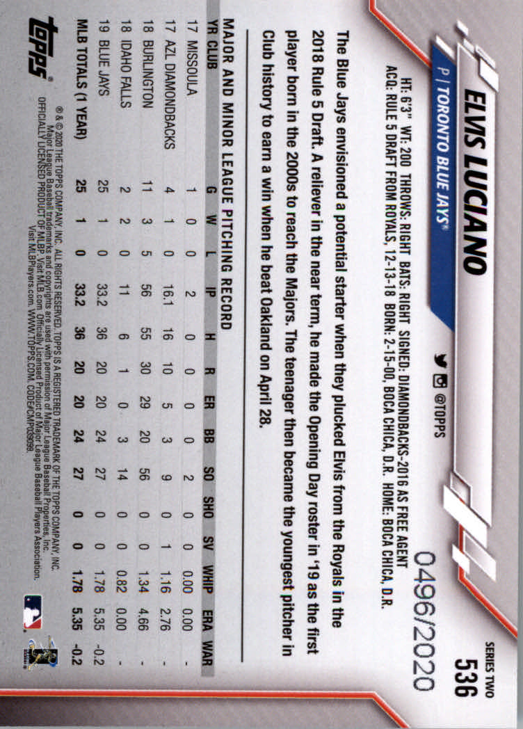 2020 Topps Baseball Gold Parallel Cards #D/2020 - Bild 43 von 83