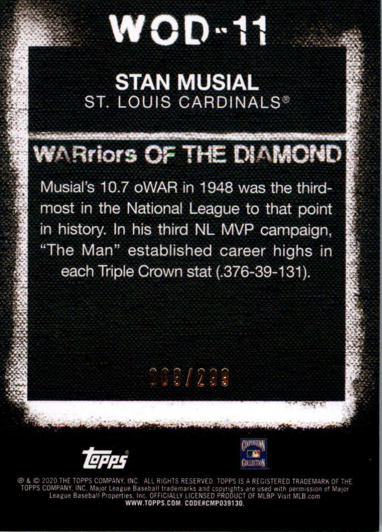 2020 Topps Baseball Warriors of the Diamond Insert and Parallel Cards - Bild 3 von 7