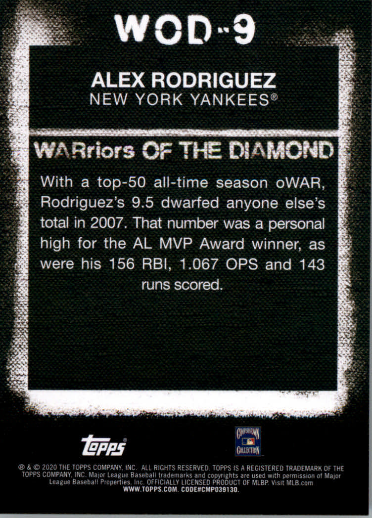 2020 Topps Baseball Warriors of the Diamond Insert and Parallel Cards - Bild 7 von 7